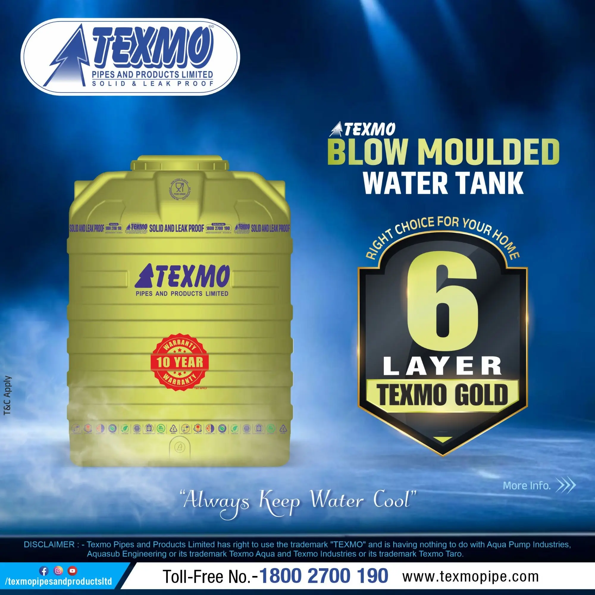 Texmo 6 Layer Blow Moulded Water Tank – Premium Water Storage Solution